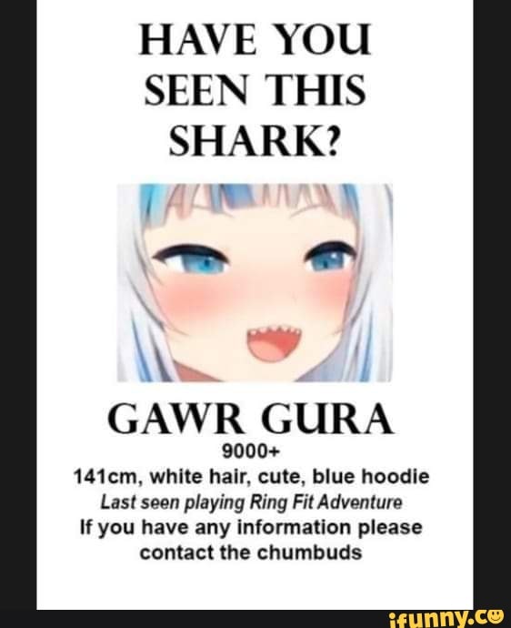 HAVE YOU SEEN THIS SHARK? GAWR GURA 9000+ 141cm, white hair, cute, blue ...