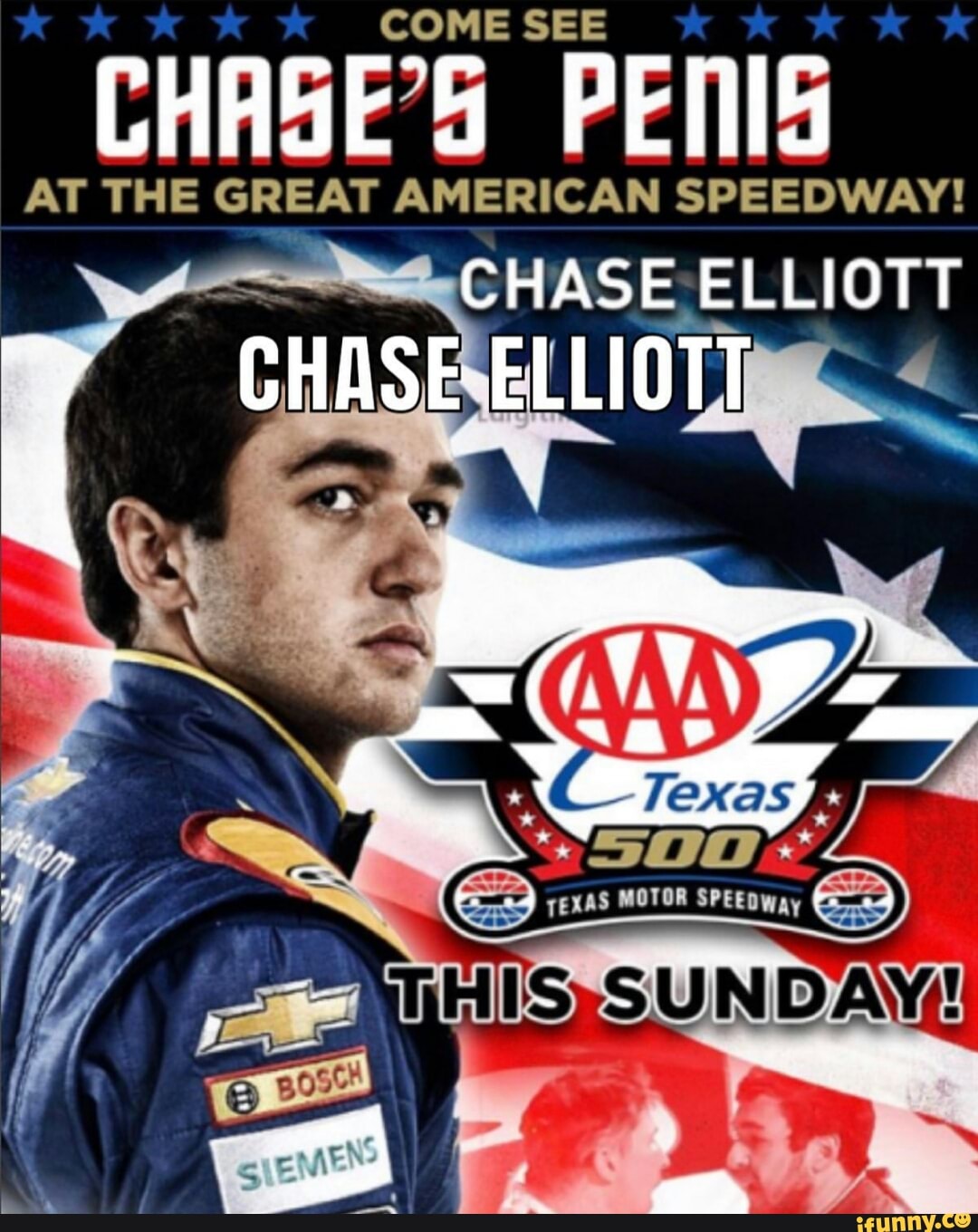 CHASE' PENIS
AT THE GREAT AMERICAN SPEEDWAY!
