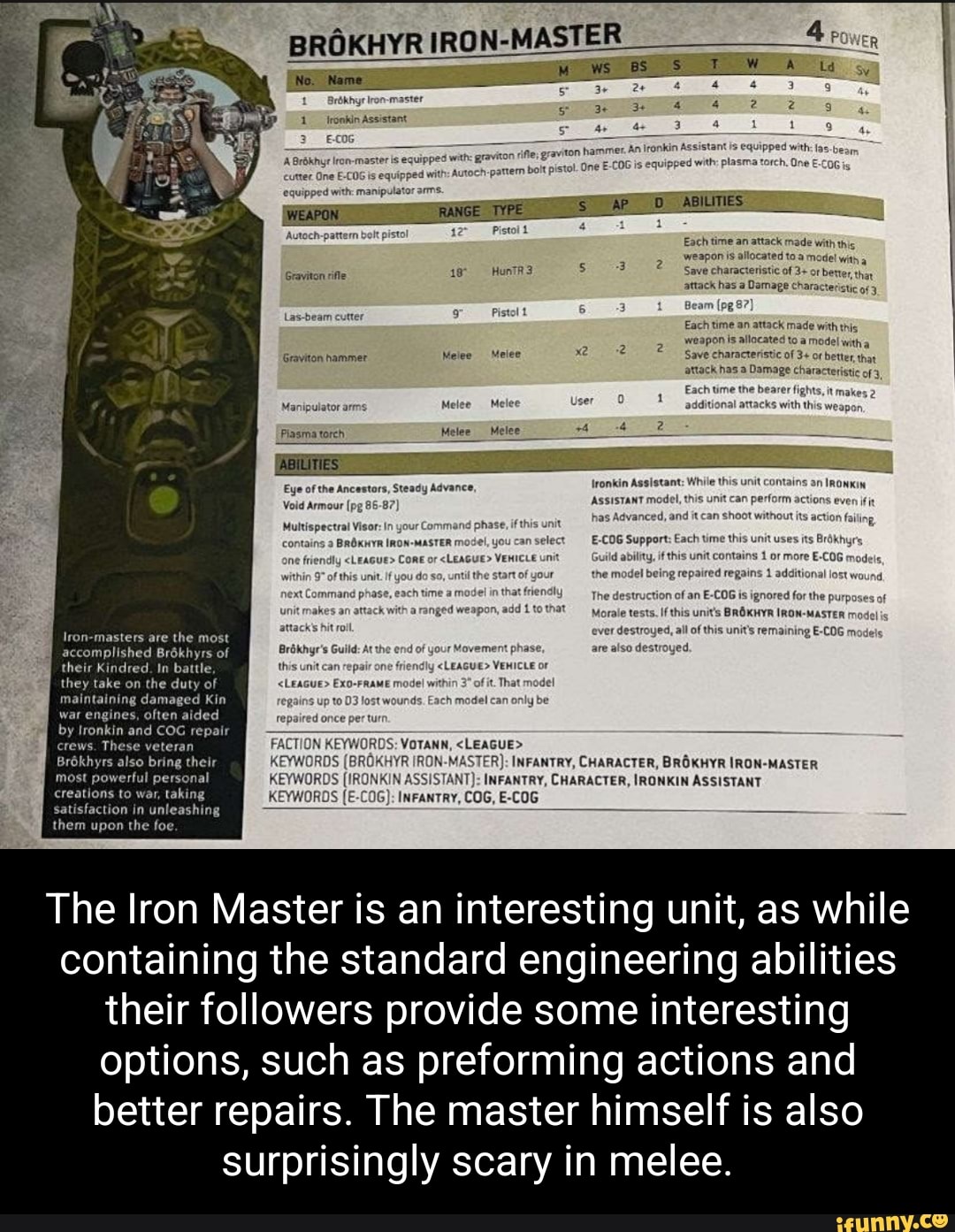 Brokhyr Iron-Master E-Cog, Leagues Of Votann, Painted Warhammer 40K Figures Clarissa Debenham Alamy 2pmncyj