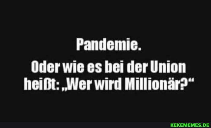 Pandemie.
Oder wie es hei der Union heißt: Wer wird Millionär?"