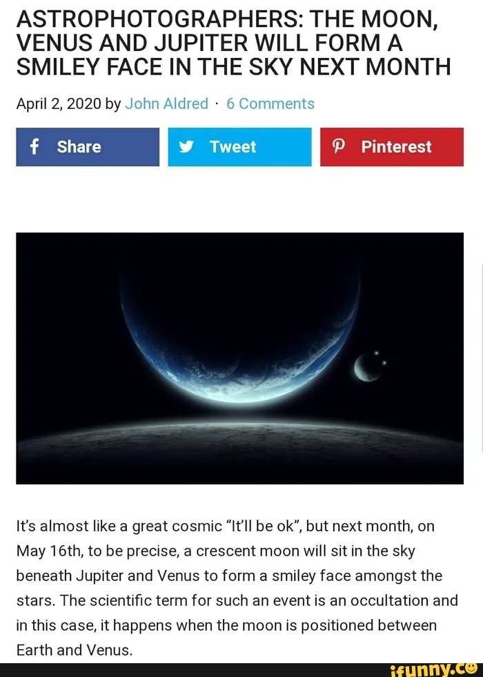 ASTROPHOTOGRAPHERS: THE MOON, VENUS AND JUPITER WILL FORM A SMILEY FACE