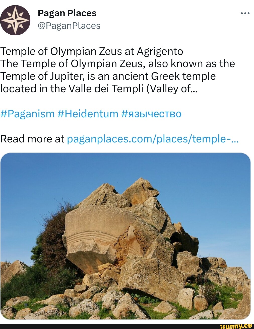 \ta Pagan Places PaganPlaces Temple of Olympian Zeus at Agrigento The