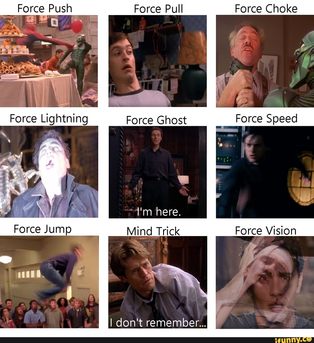 Force Push Force Pull Force Choke
o
Force Lightning