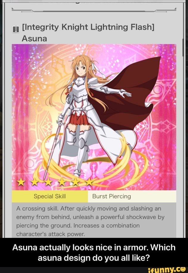 Gy [Integrity Knight Lightning Flash] Asuna 1 Special Skill Burst Piercing A crossing skill