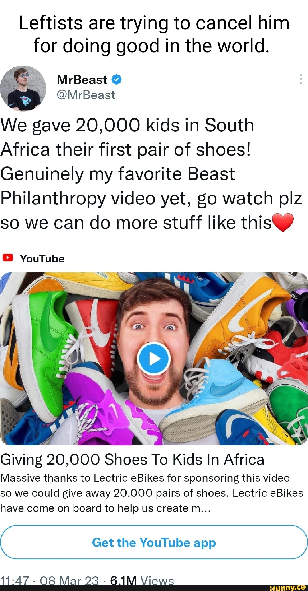 mrbeast and @yeezybusta teamed up to donate 20,000 shoes to school