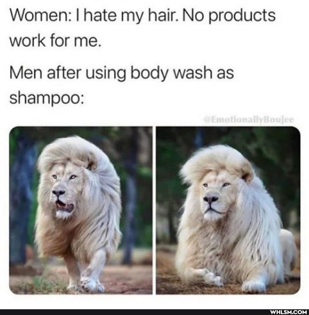 Women: I hate my hair. No products work for me.
Men after using body wash as shampoo:
af