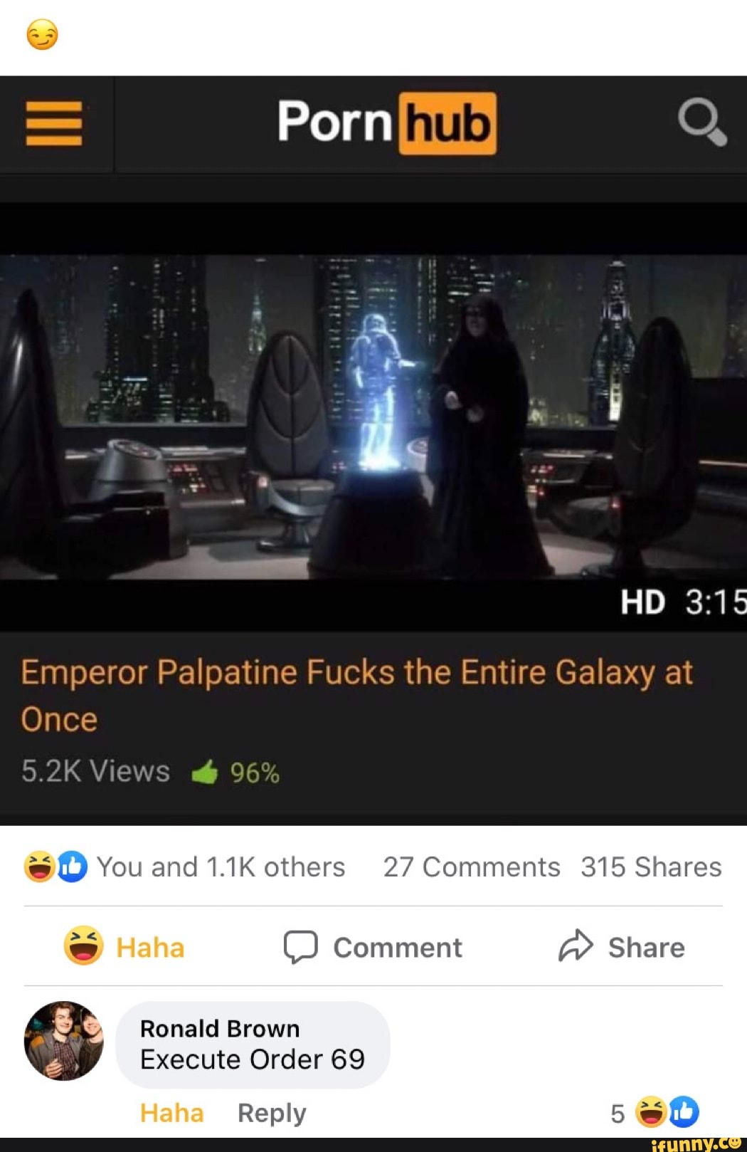 Porn AD Emperor Palpatine Fucks the Entire Galaxy at Once 5.2K Views 96% @D