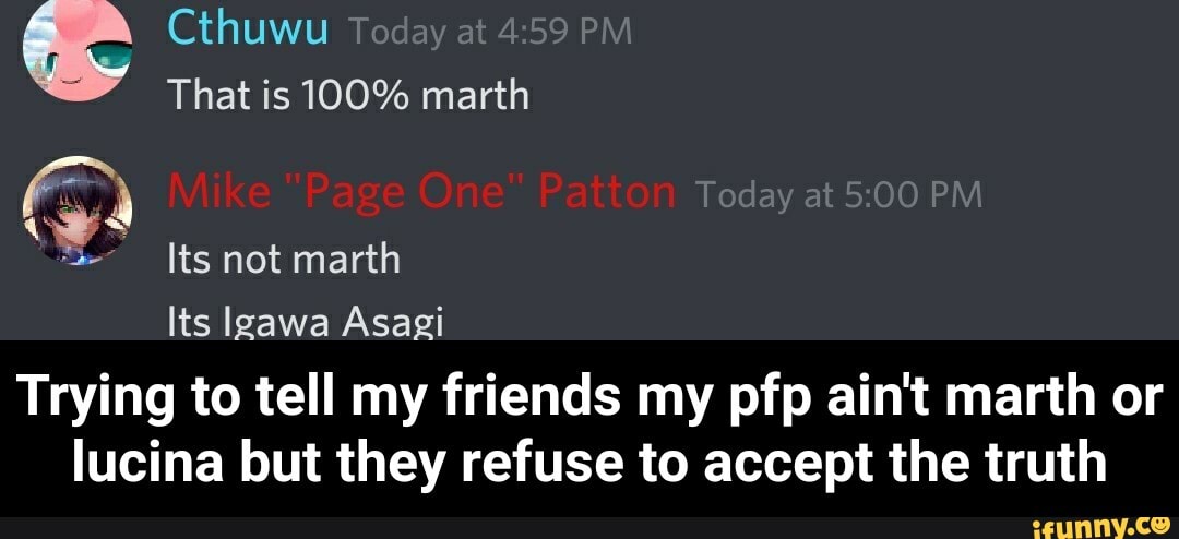 That is 100% marth
Its Igawa Asagi
Trying to tell my friends my pfp ain't marth or
lucina but they refuse to accept the truth - Trying to tell my friends my pfp ain't marth or lucina but they refuse to accept the truth