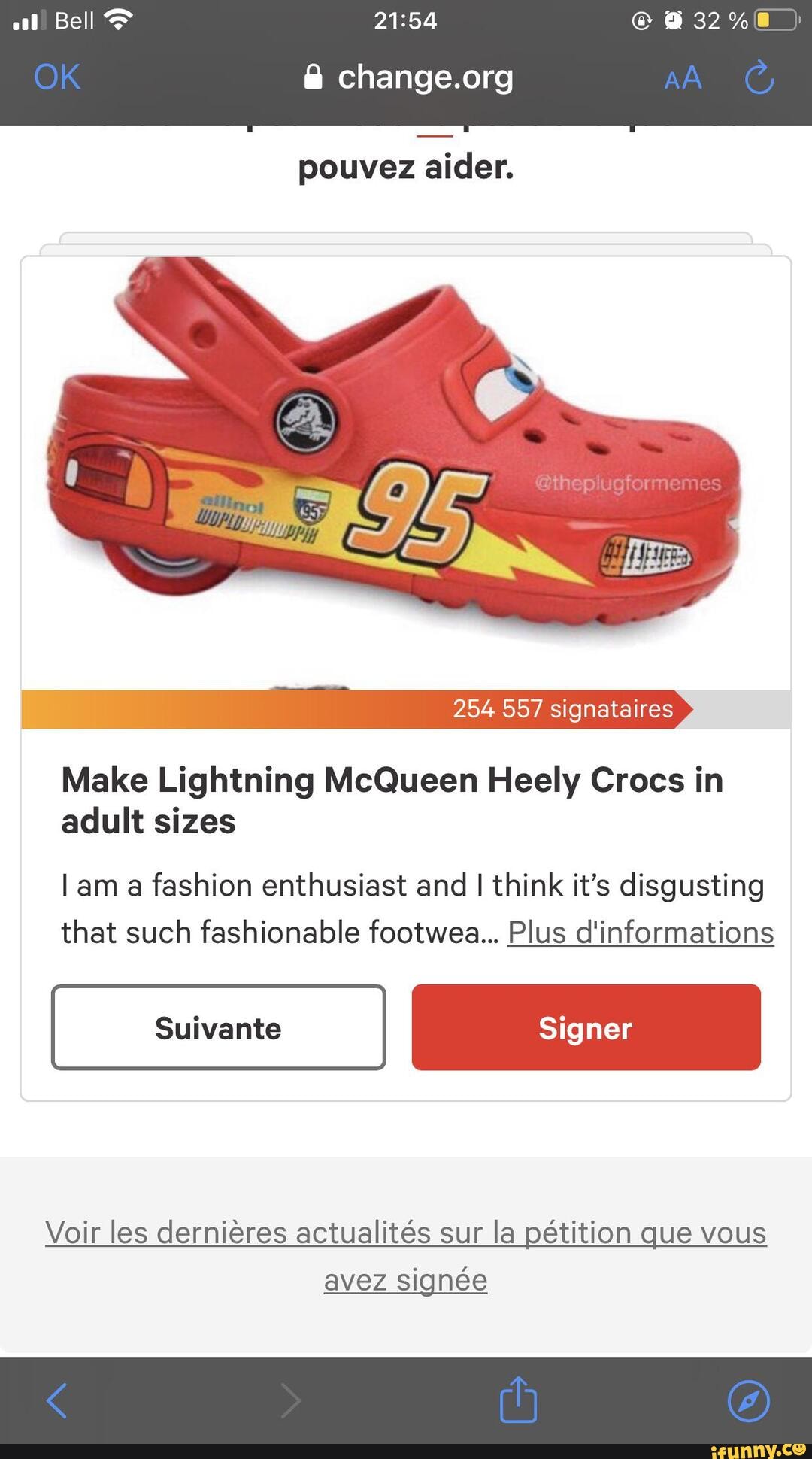 All Bell & OK pouvez aider. 254 557 signataires Make Lightning McQueen  Heely Crocs in adult