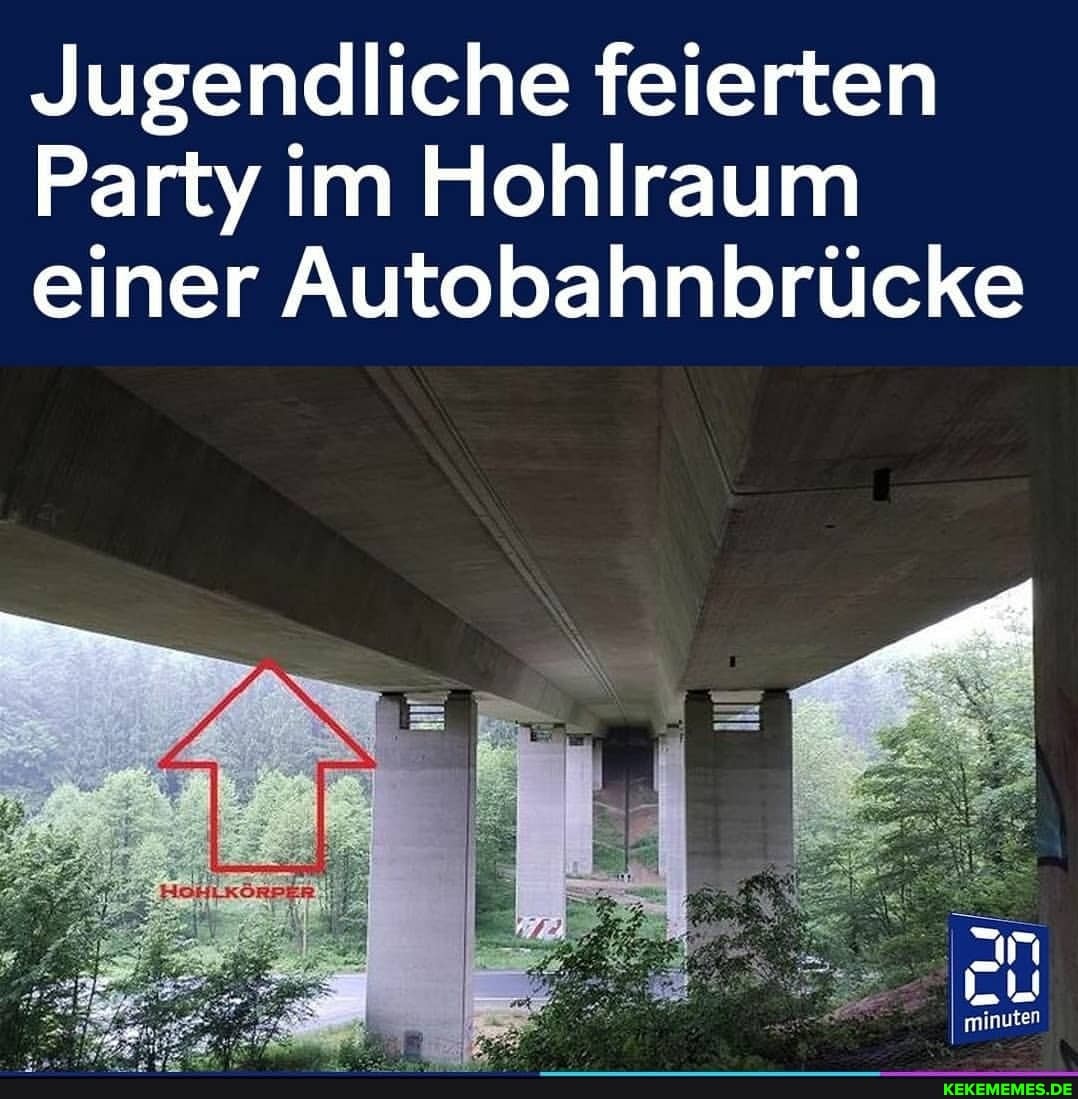Jugendliche feierten Party im Hohlraum einer Autobahnbrücke minuten