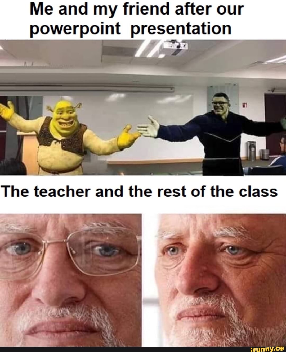 Me and my friend after our powerpoint presentation
teacher the rest of tine class