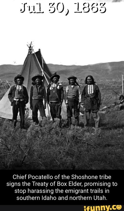 Bo Chief Pocatello Of The Shoshone Tribe Signs The Treaty Of Box Elder