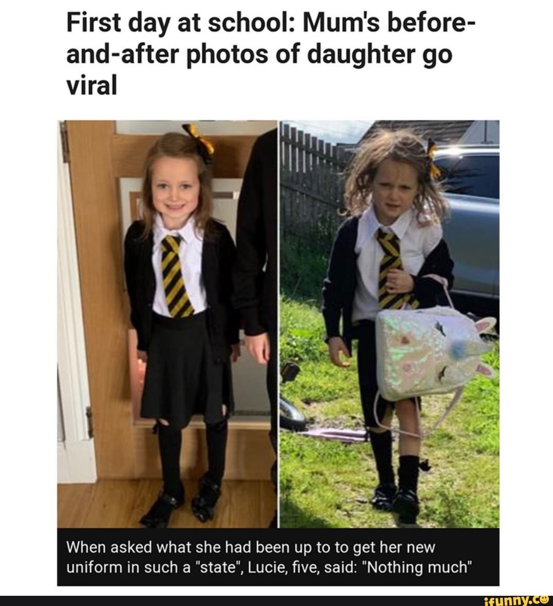 First day at school: Mum's before- and-after photos of daughter go ...