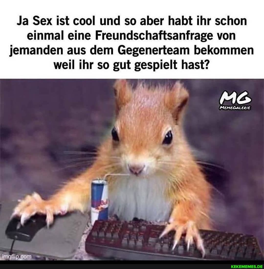 Ja Sex ist cool und so aber habt ihr schon einmal eine Freundschaftsanfrage von jemanden aus dem Gegenerteam bekommen weil ihr so gut gespielt hast?
MEMEOALERIE
