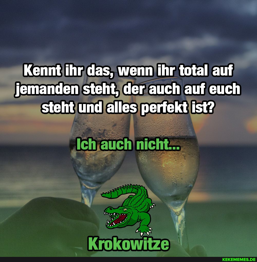 Kennt ihr das, wenn ihr total auf jemanden steht, der auch auf euch steht und alles perfekt ist?
Krokowitze"