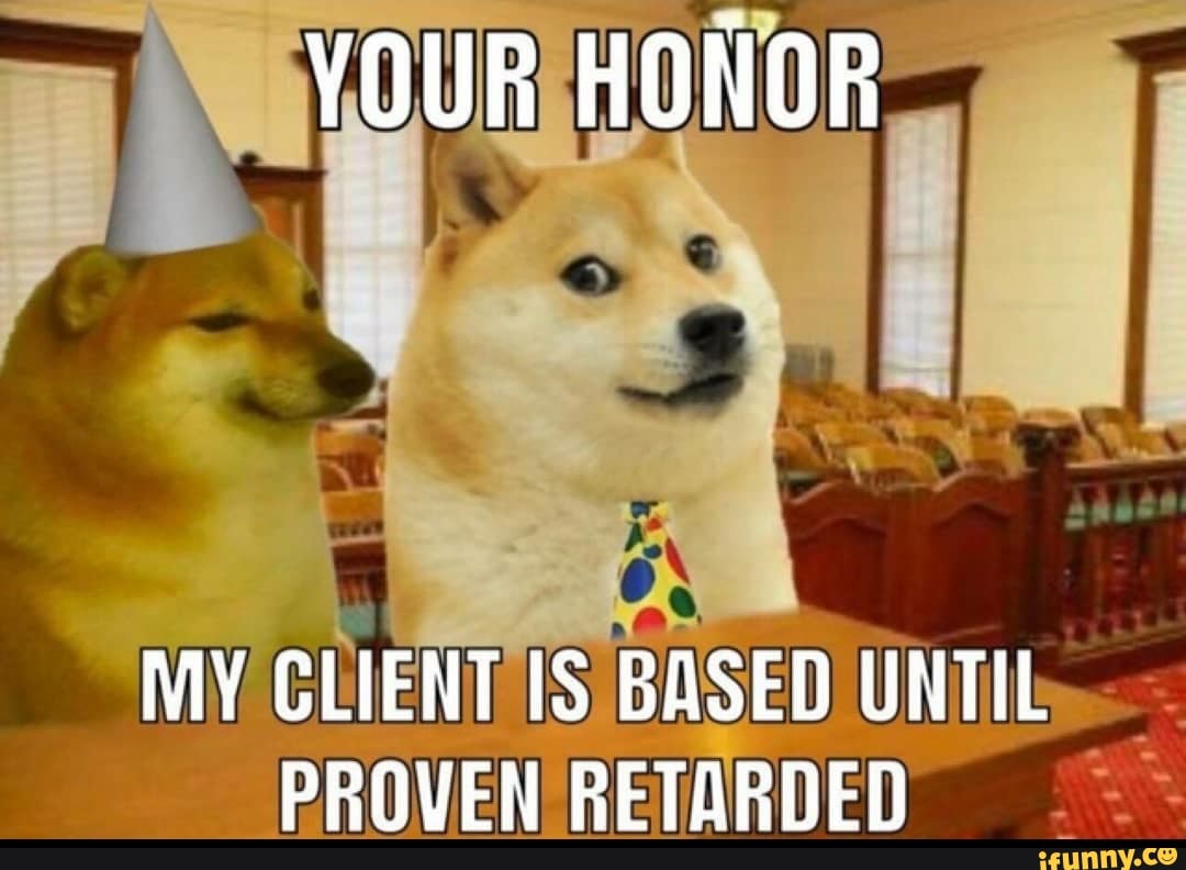 YOUR HONOR MY CLIENT BASED UNTIL PROVEN RETARDED - iFunny