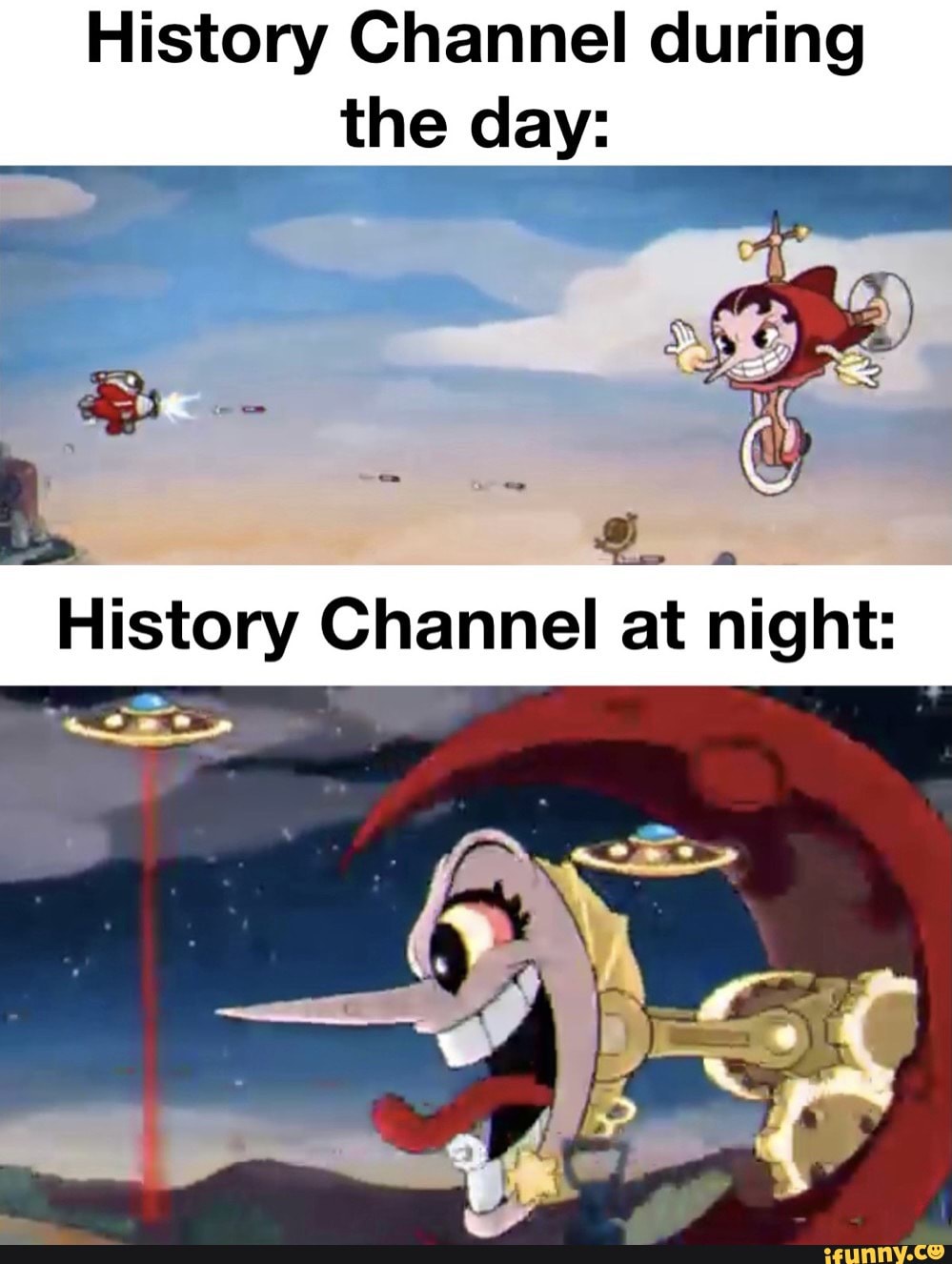 History Channel during the day History Channel at night iFunny