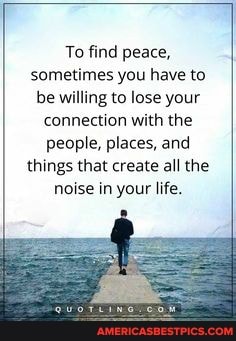 To find peace, sometimes you have to be willing to lose your connection with the people, places, and
things that create all the noise in your life.