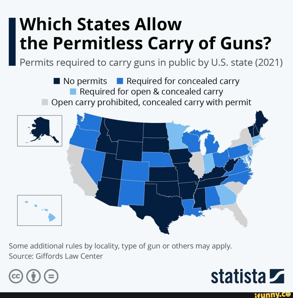 Which States Allow the Permitless Carry of Guns? Permits required to carry guns in public by U.S