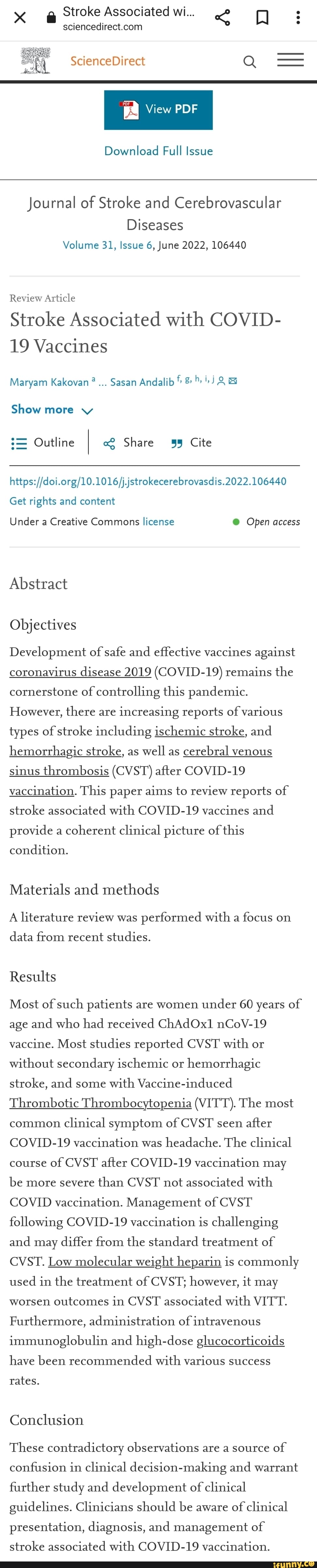 XX Stroke Associated wi... ScienceDirect Q View PDE Download Full Issue