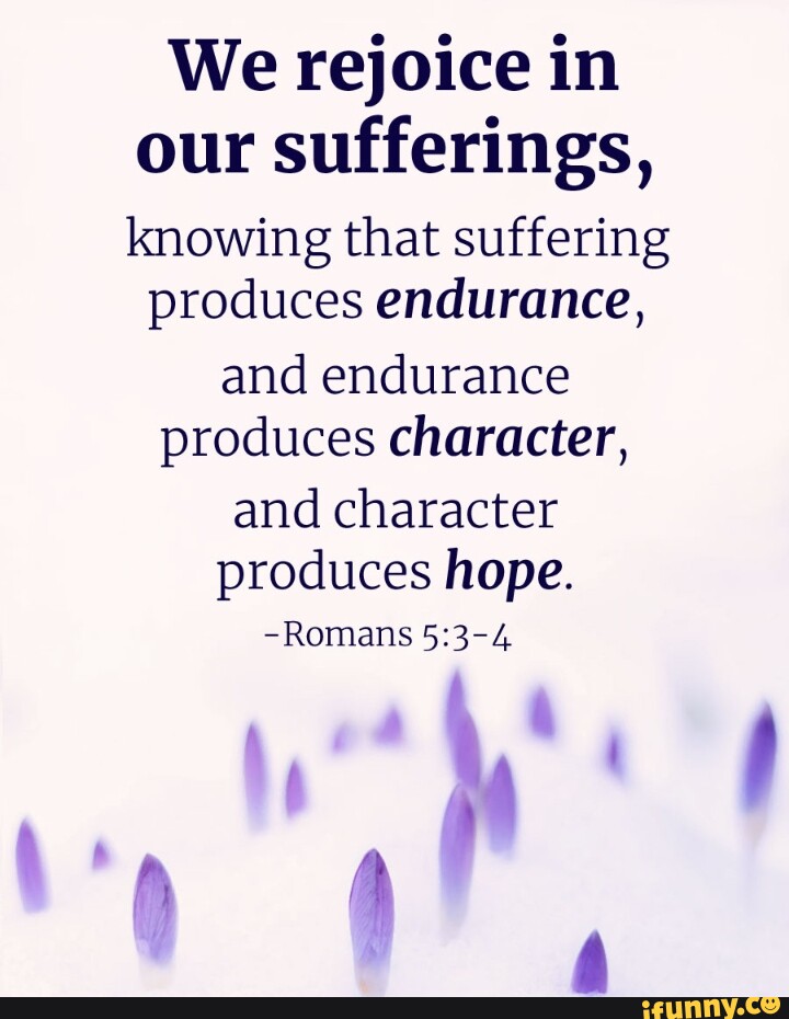 We rejoice in our sufferings, knowing that suffering produces endurance
