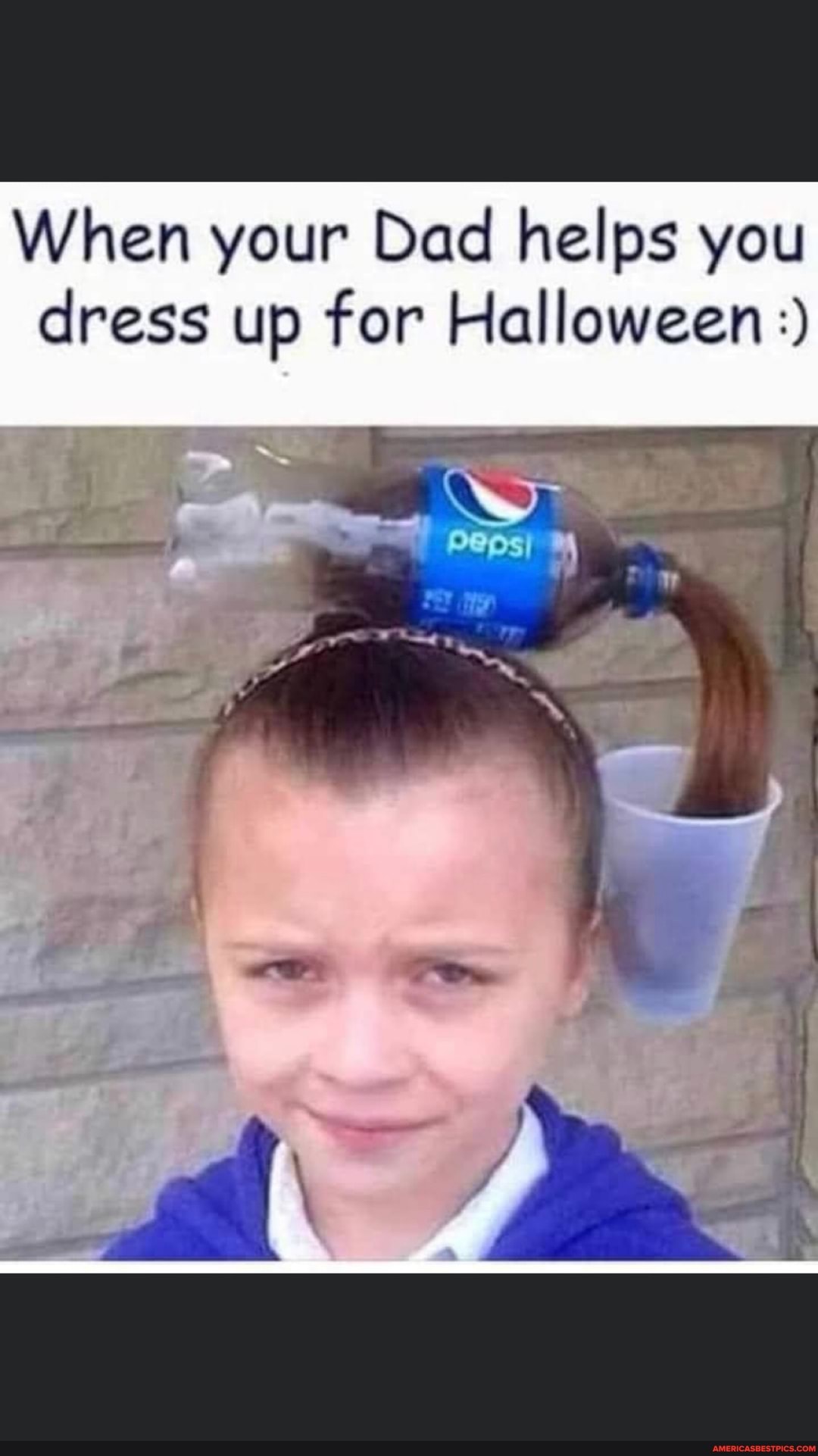 When your Dad helps you dress up for Halloween:)