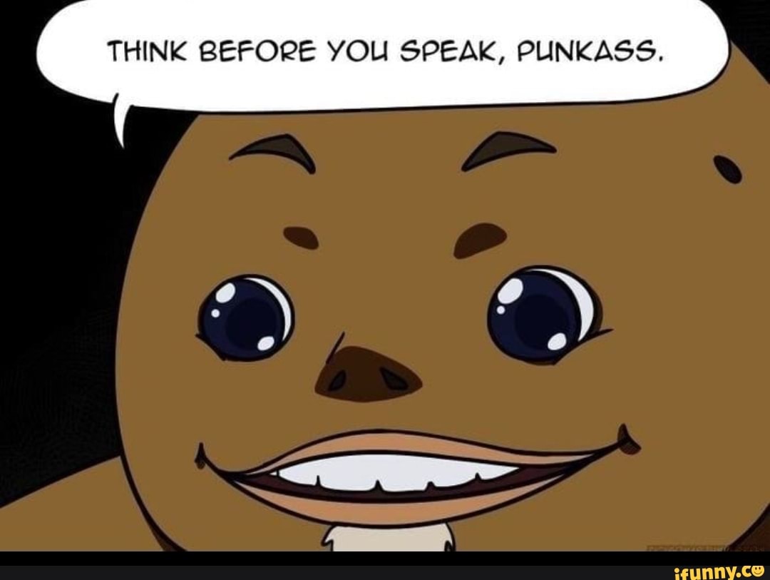 THINK BEFORE YOU SPEAK, PUNKASS,
On,