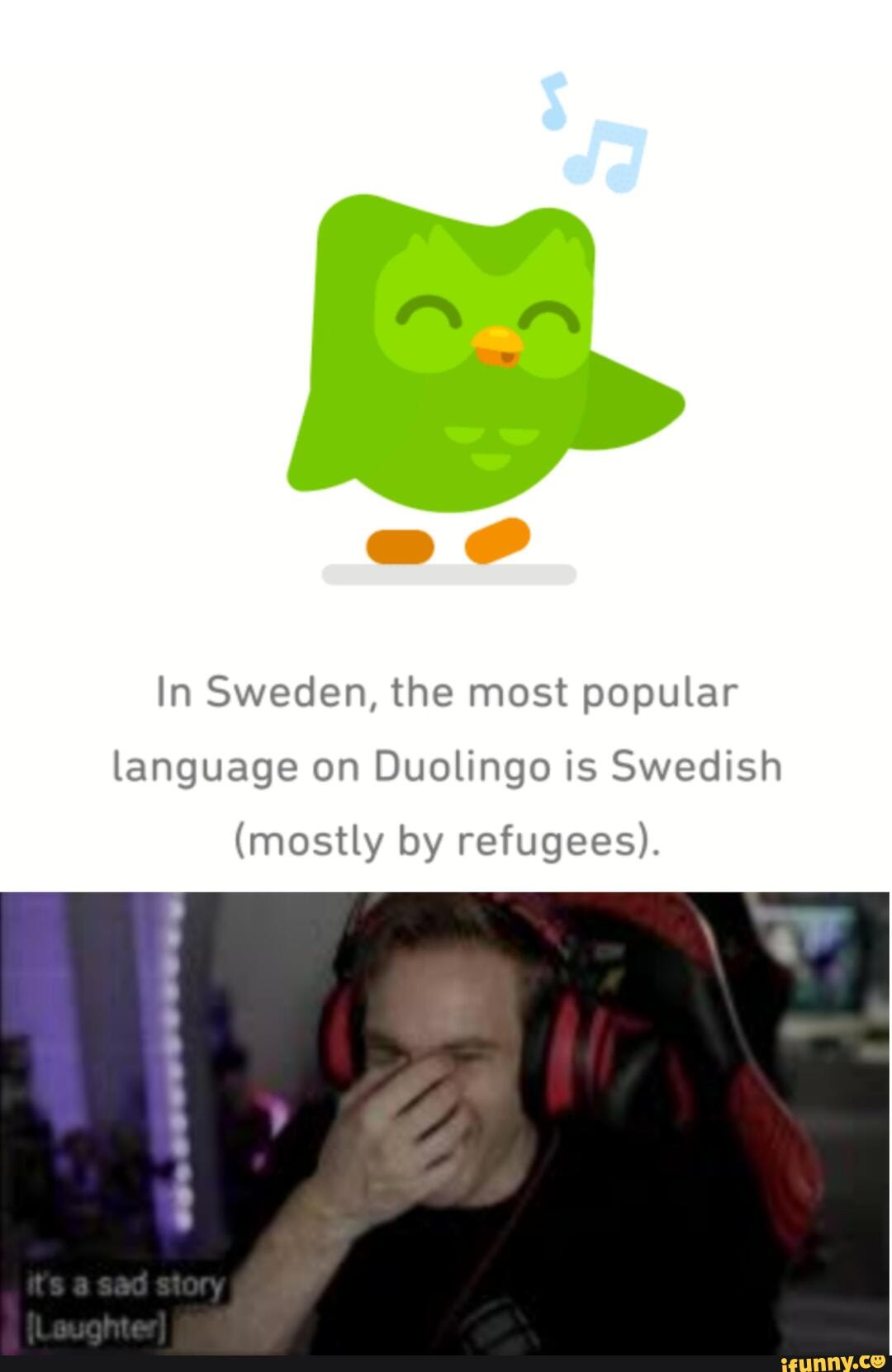 In Sweden, the most popular language on Duolingo is Swedish (mostly by  refugees). - iFunny