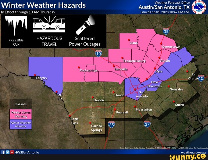 Winter Weather Hazards Issued Feb 01, Antonio, 2023 TX & In Effect