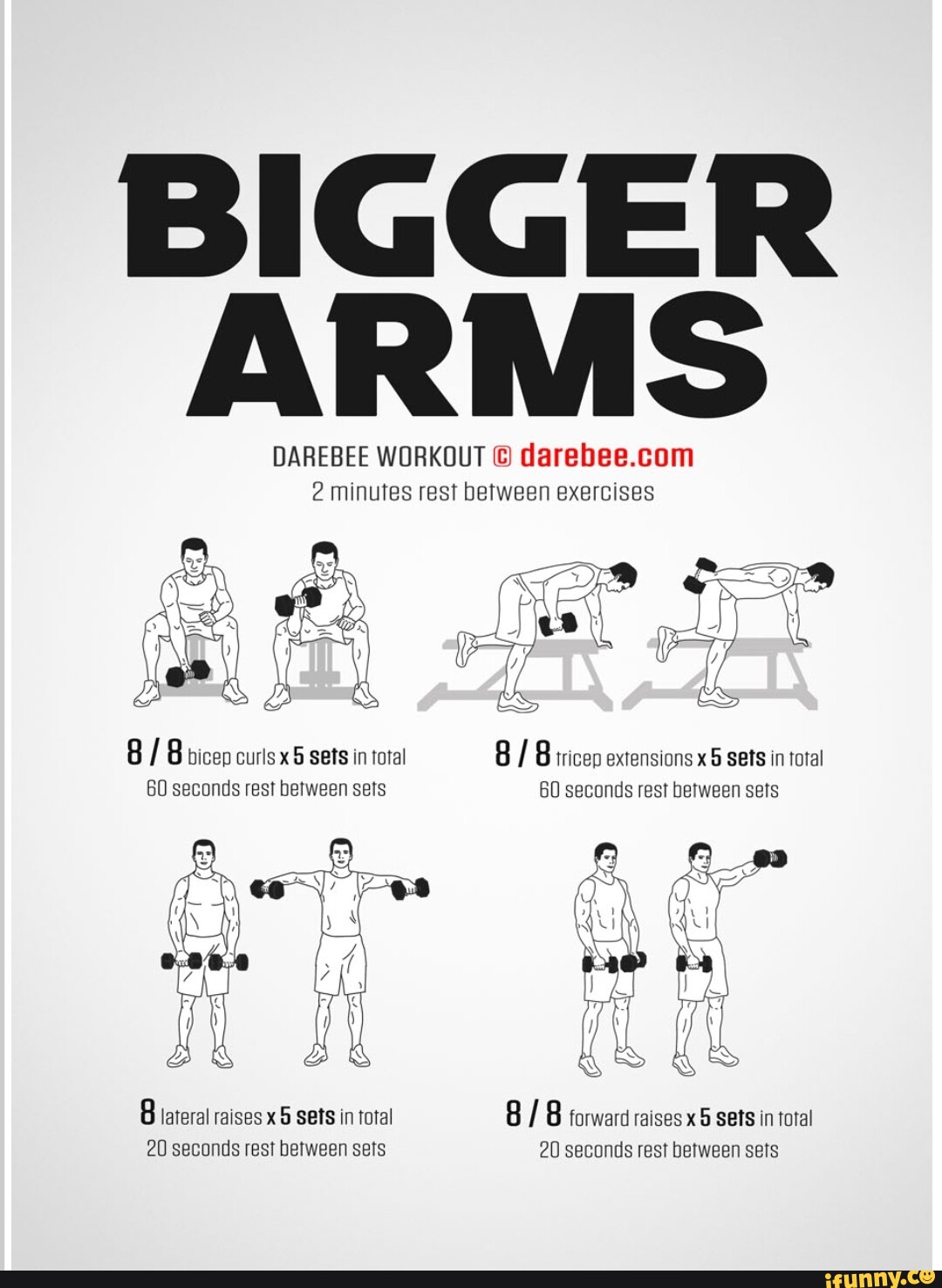 BIGGER ARMS DAREBEE WORKOUT 2 minutes rest between exercises bicep ...