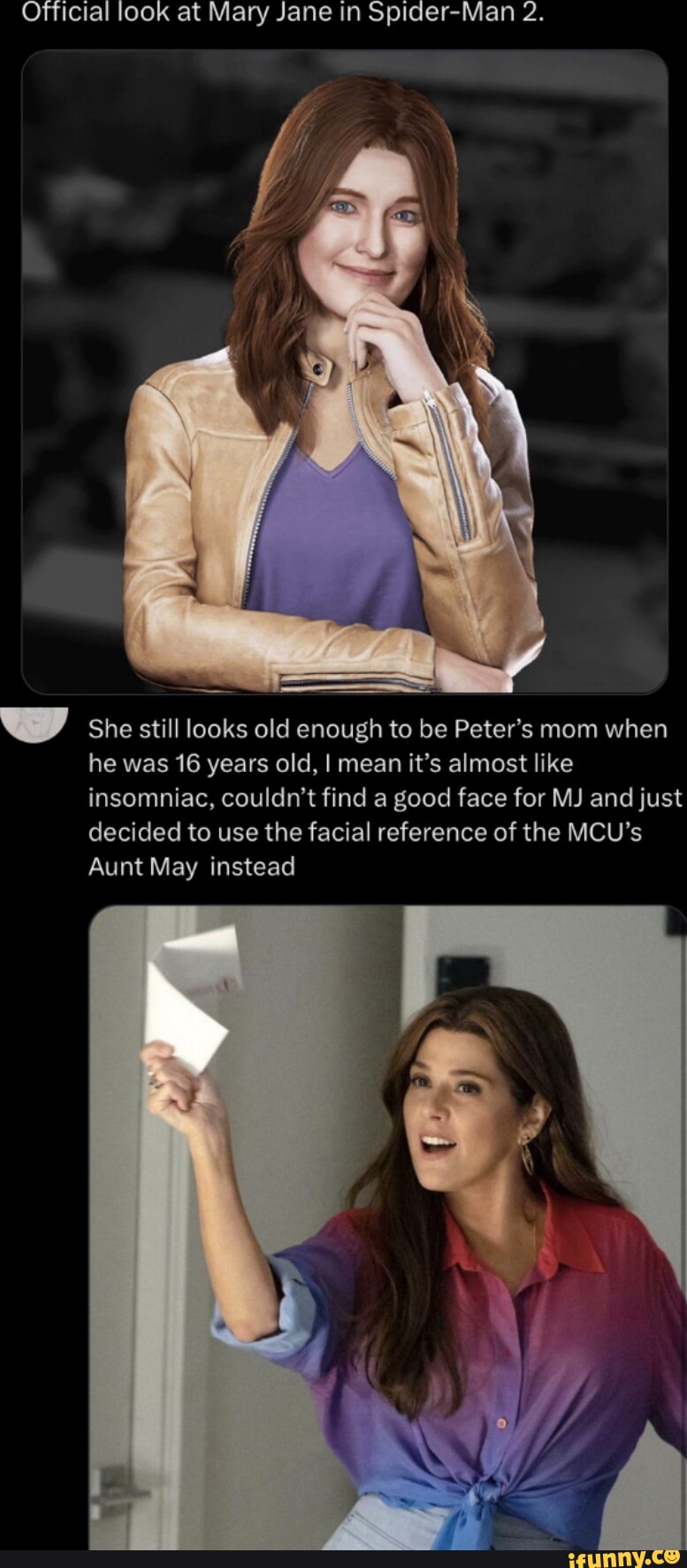 Official look at Mary Jane in SpiderMan 2. She still looks old enough