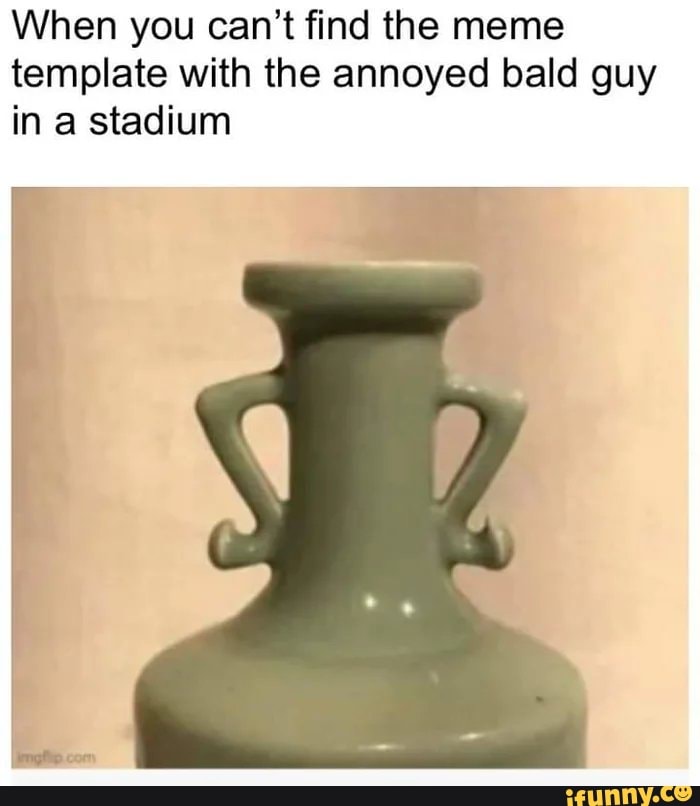 When you can't find the meme template with the annoyed bald guy in