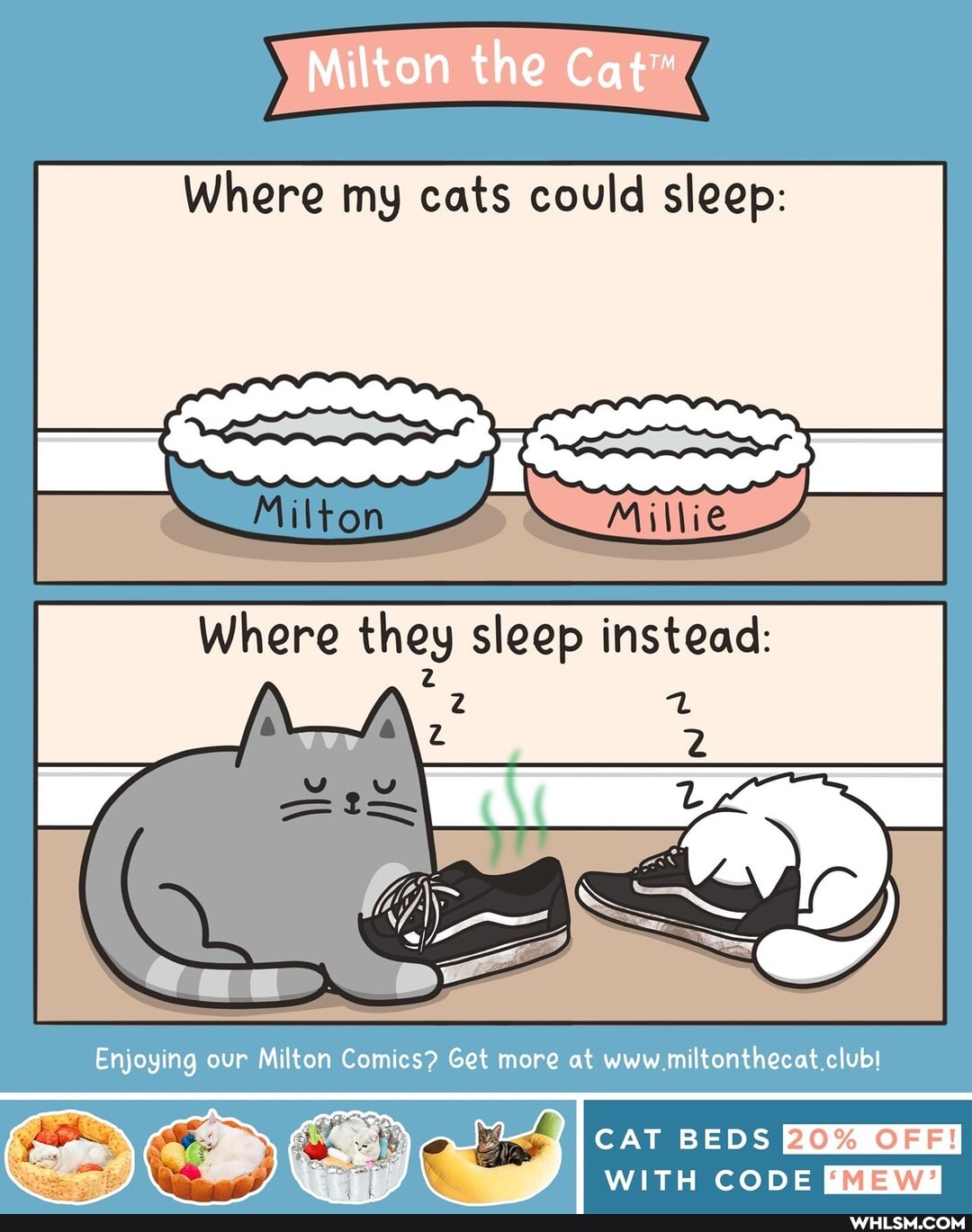 Milton the Cat"
Where my cats could sleep:
Where they sleep instead:
CAT BEDS
20% OFF!
WITH CODE {MEW?