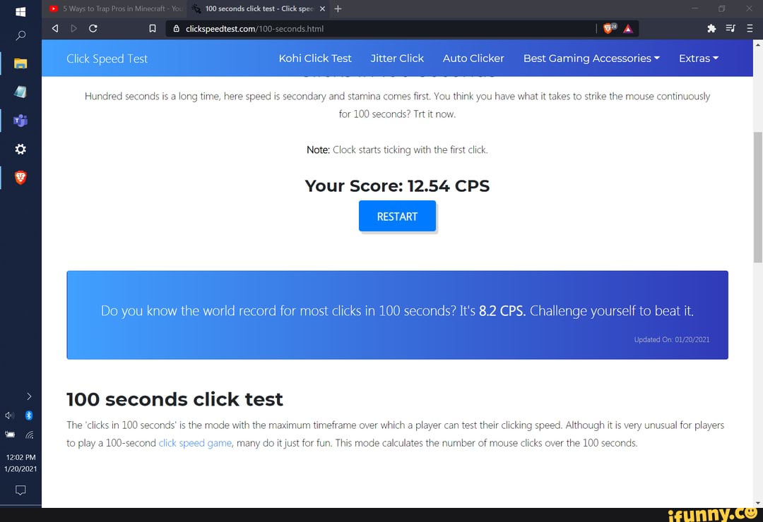 Speed test clicking Click Test