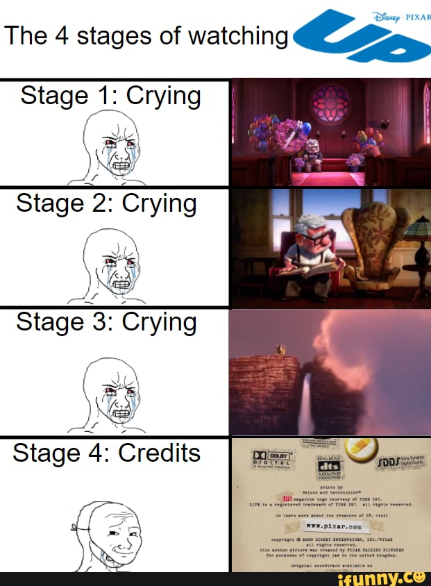 The 4 stages of watching
Stage 1: Crying I
Stage 2: Crying
rying
Stage 3.
Stage 4: Credits