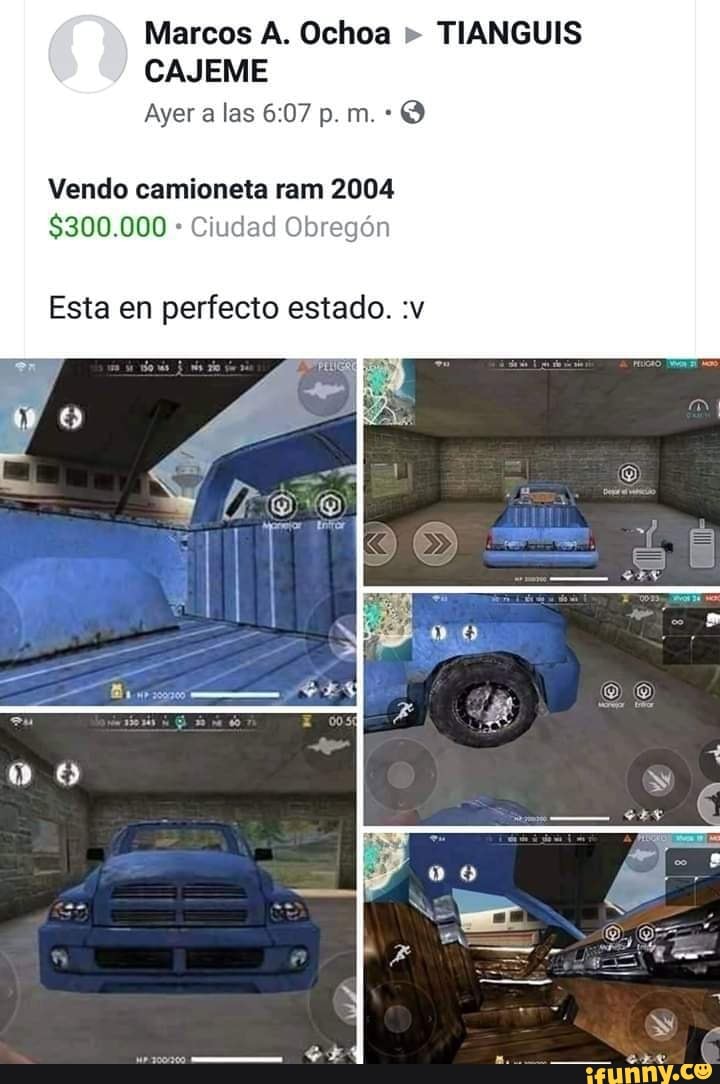 Marcos A. Ochoa TIANGUIS
Vendo camioneta ram 2004
Ciudad Obregón
Esta en perfecto estado. :v