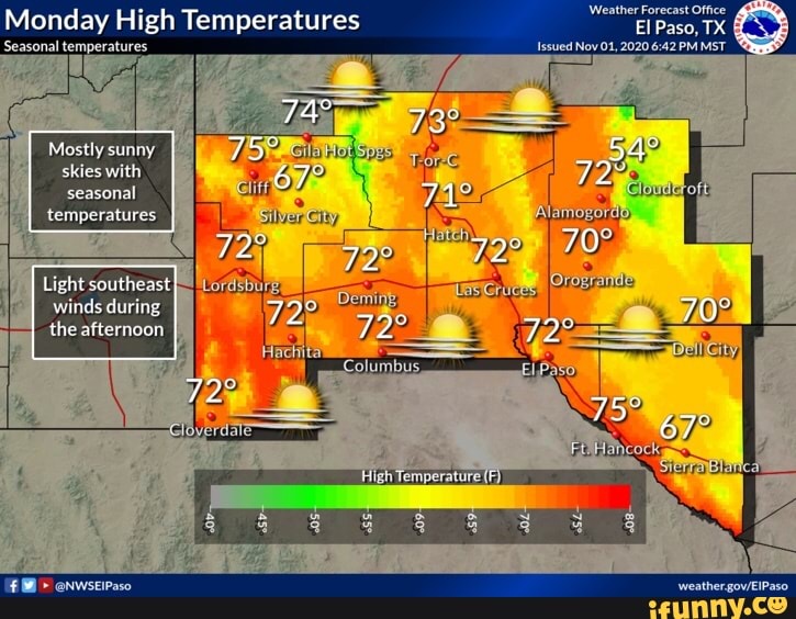 Monday High Temperatures Seasonal temperatures Mostly sunny skies with ...