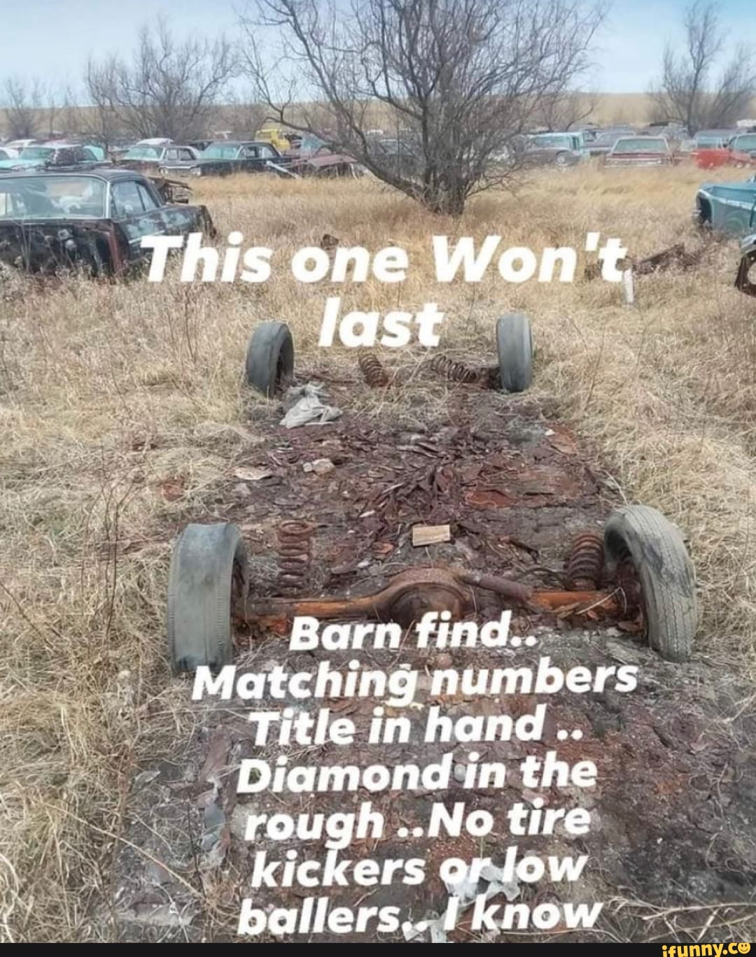 This one Won't last
Barn find..
Matching numbers
Title in hand..
Diamond in the rough ..No tire kickers or low ballers.. [know