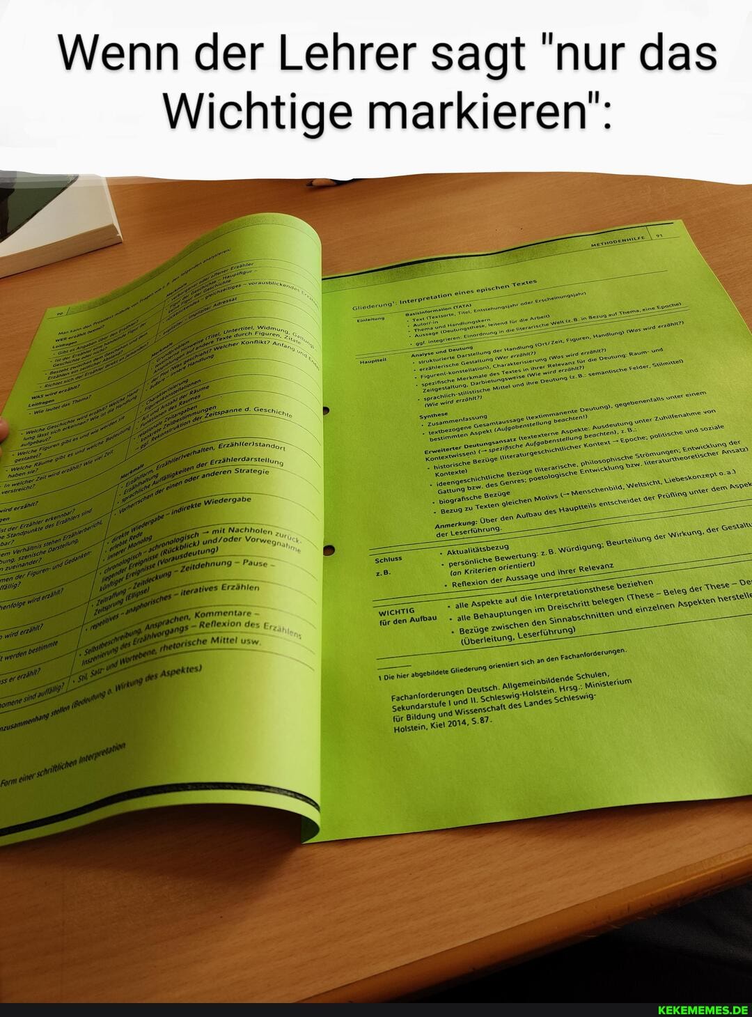 Wenn der Lehrer sagt 'nur das
Wichtige markieren':