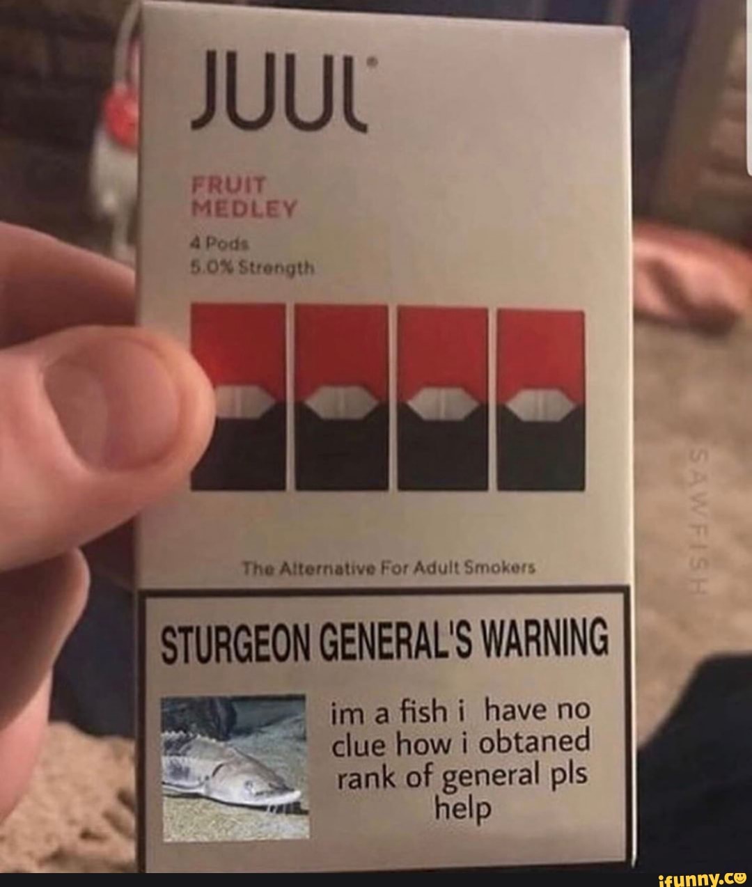 JUUL
FRUIT
MEDLEY
4 Pods
imafishi have no
clue how i obtaned
rank of general pls
help