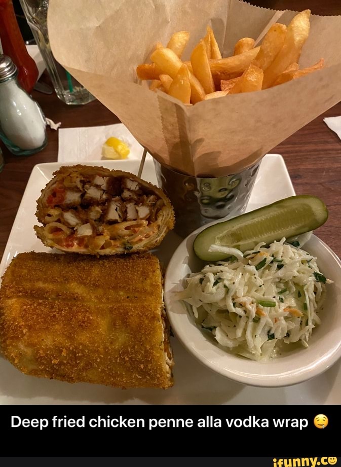 Deep fried chicken penne alla vodka wrap © Deep fried chicken penne