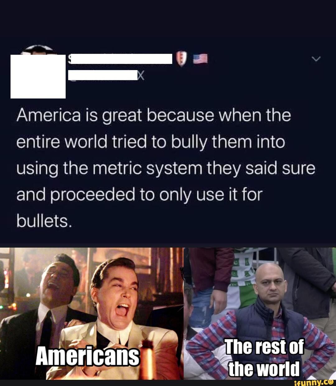 America is great because when the entire world tried to bully them into