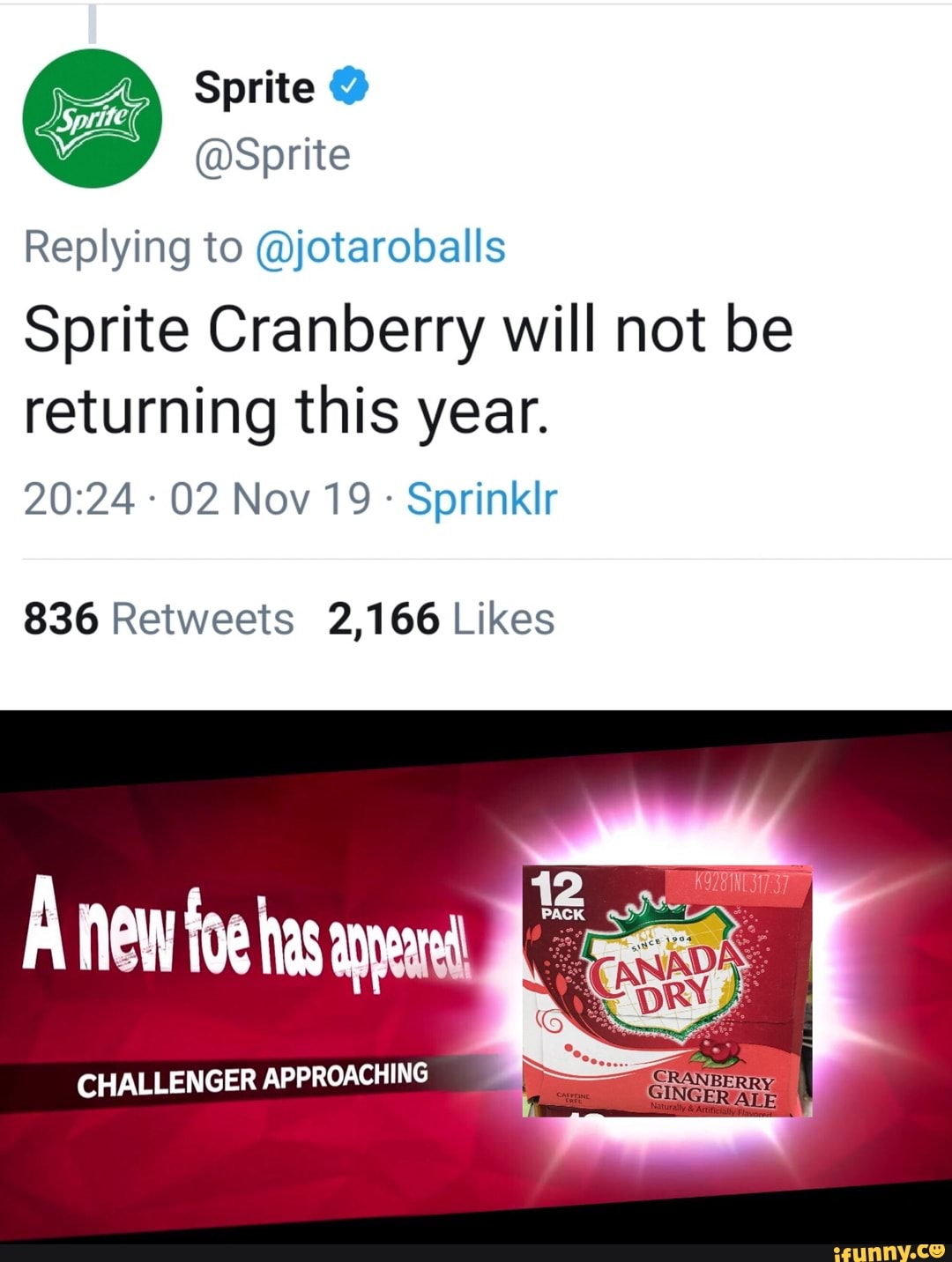 Sprite a Sprite Replying to ©jotaroballs Sprite Cranberry will not be