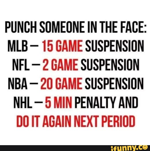 PUNCH SOMEONE IN THE FACE MLB 15 GAME SUSPENSION NFL 2 GAME