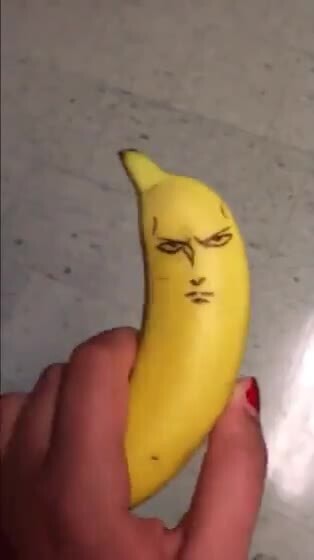 I doodled Saitama from One-Punch Man (banana for scale) - )