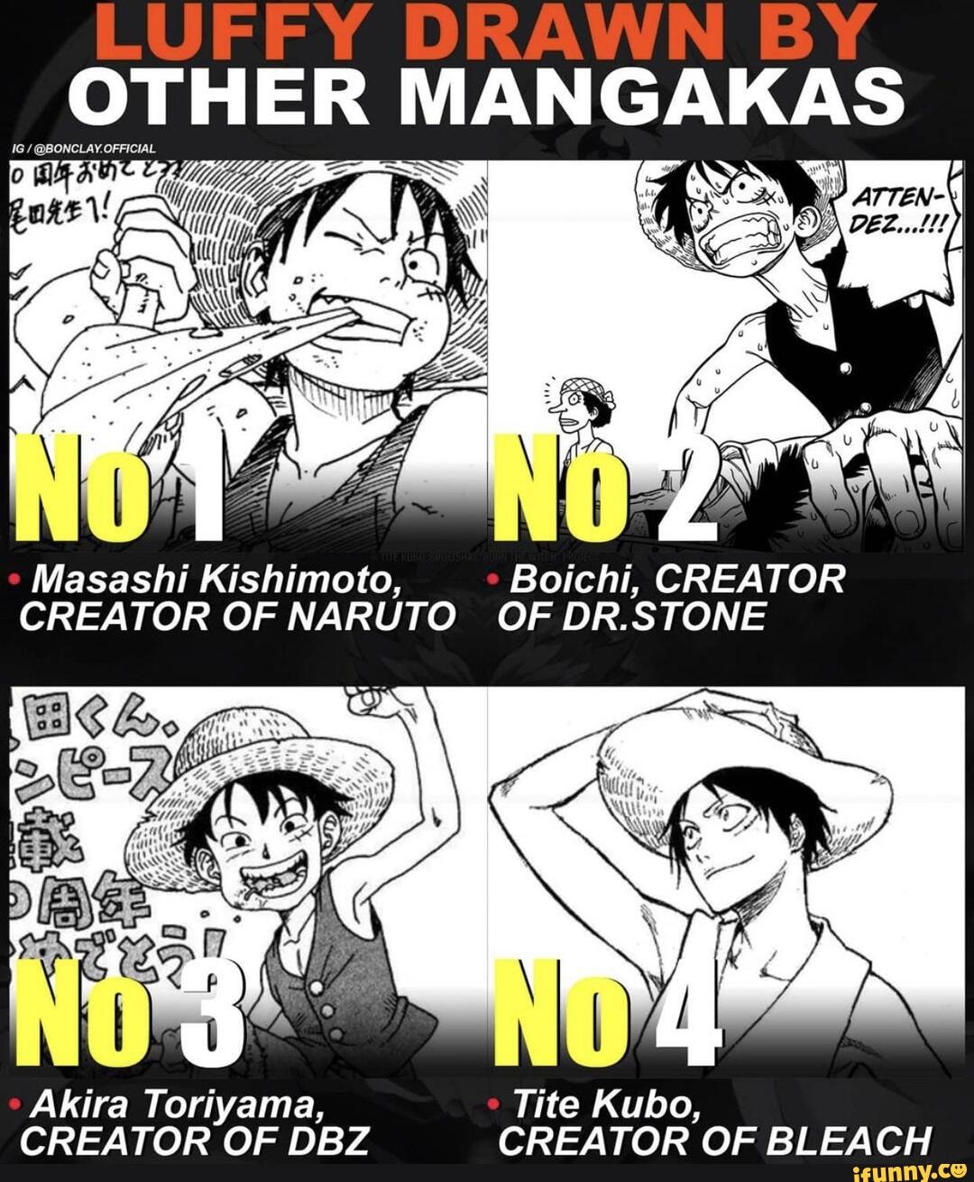 LUFFY DRAWN BY OTHER Masashi Kishimoto, Boichi, CREATOR CREATOR OF