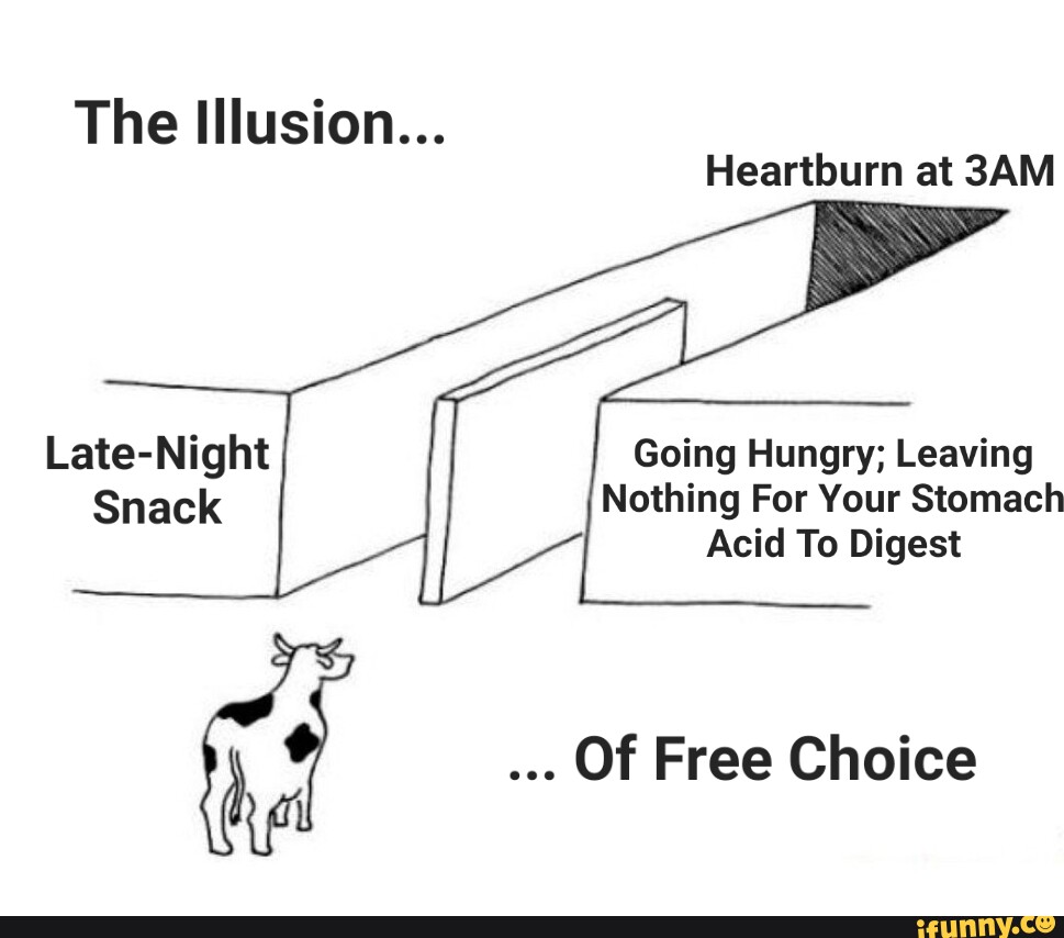 The Illusion... Heartburn at Late-Night Snack Going Hungry; Leaving