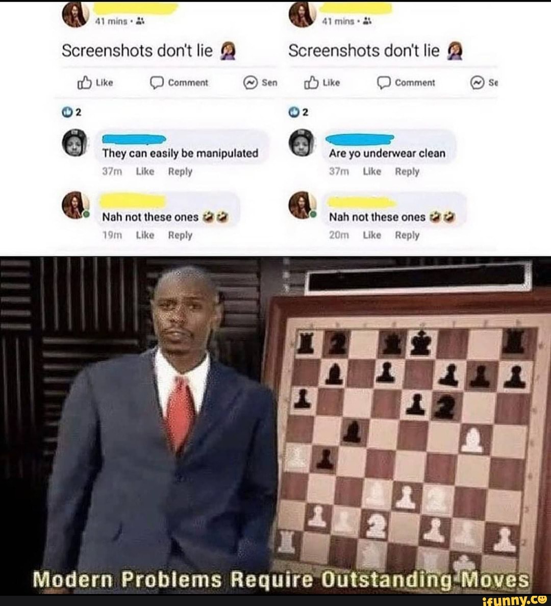 mins
Screenshots don't lie @ Screenshots don't lie @
Like Comment @sen Like comment @se
They can easily be manipulated Are yo underwear clean
Like Reply Like Reply
Nah not these ones Nah not these ones
19 Like Reply Like Reply
Madarn