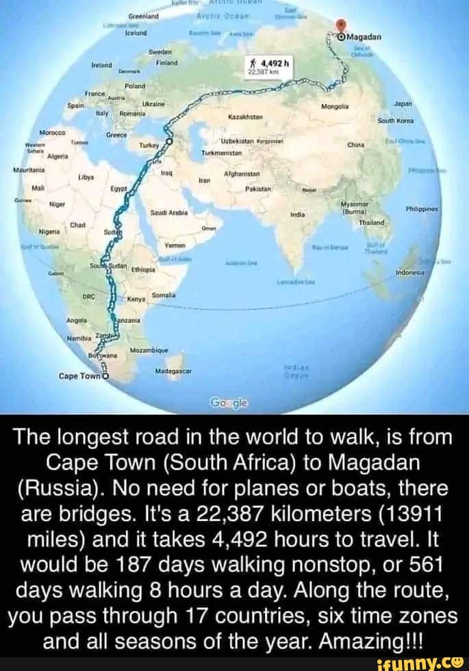 The Longest Road In The World To Walk, Is From Cape Town (South Africa ...