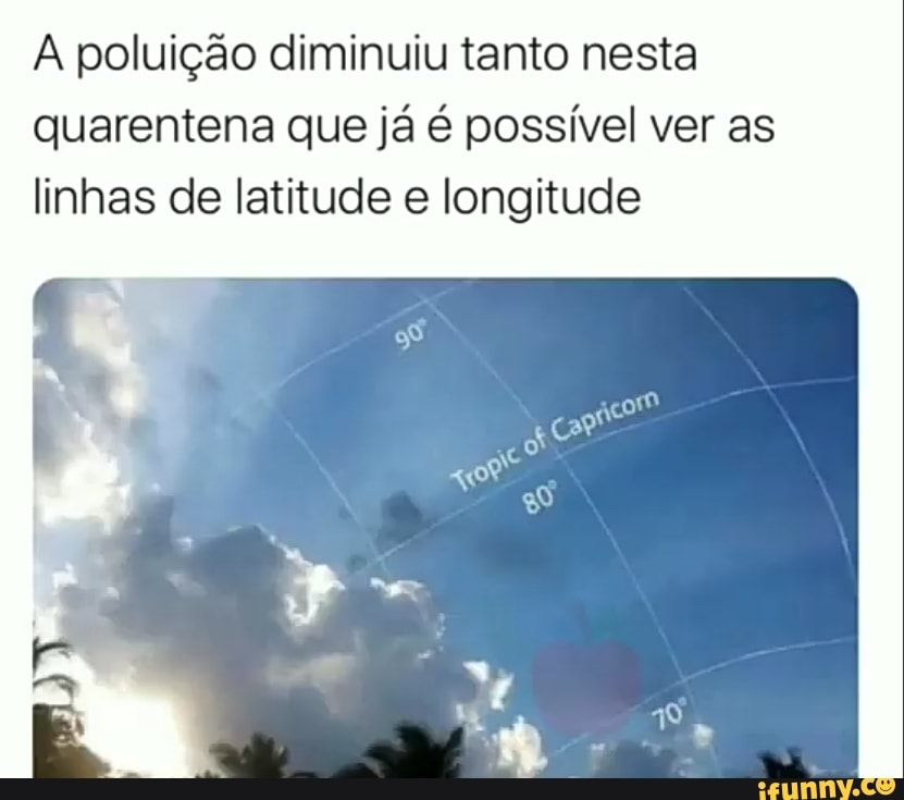 A poluição diminuiu tanto nesta
quarentena que já é possível ver as
linhas de latitude e longitude